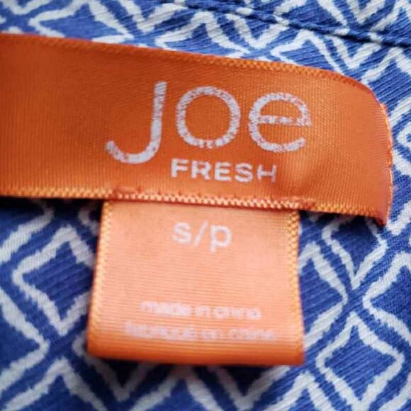 Joe Fresh Blouse Lightweight Summer Blue SMALL Lightweight Geometric Design - Picture 5 of 6